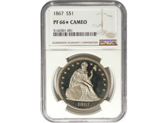 1867 Seated Liberty Dollar PF66 * Cameo